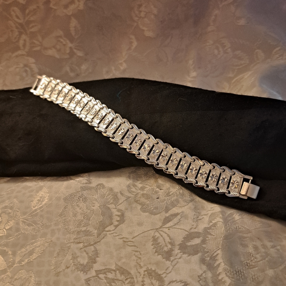 Silver Bracelet with Intricate Design